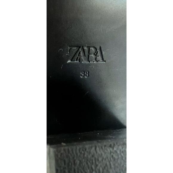 Zara Combined Split Suede Leather Cowgirl Pull On Pointed Toe Mid Calf Boot READ - Picture 8 of 10